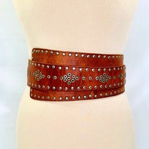 Brown Leather Belt, Assymetrical Boho Hippie Chic Wide Belt